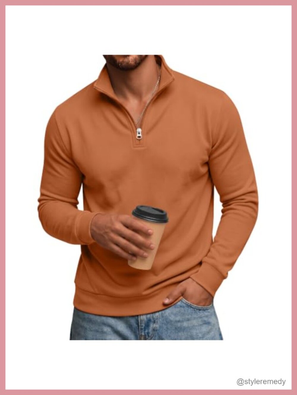 Men's Big & Tall Quarter Zip Pullover Sweater Cotton Blend Mock Neck